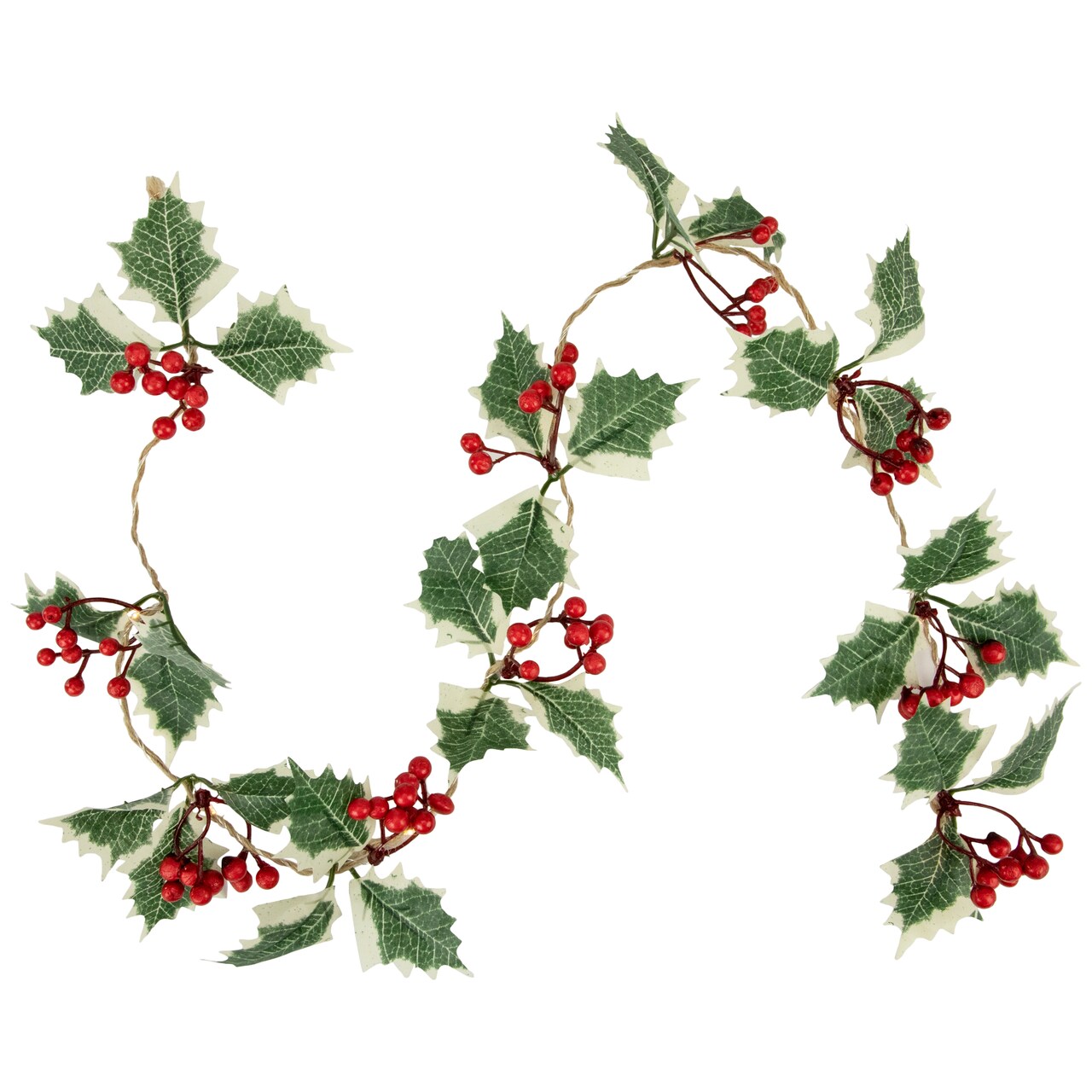 Northlight Pre-lit LED Battery Operated Holly and Berry Christmas Garland - 3.5' - Warm White